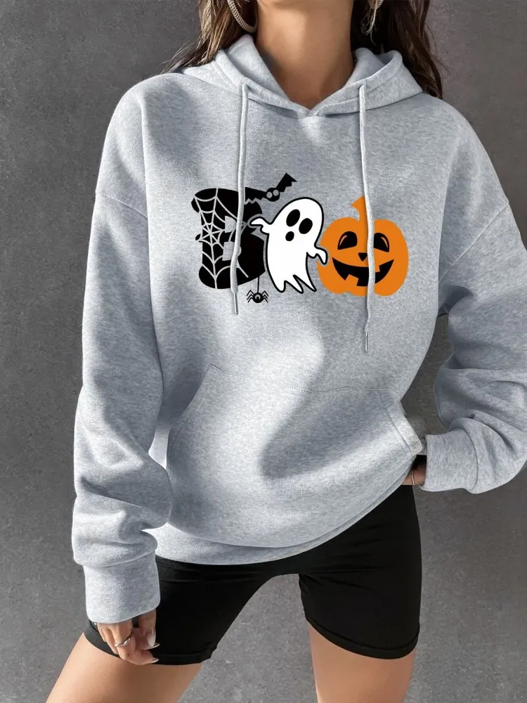 Übergroßes Halloween-Sweatshirt mit Herbstdruck