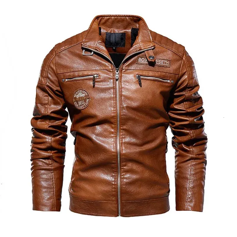 Winter Men's Faux Leather Stand Collar leather jacket