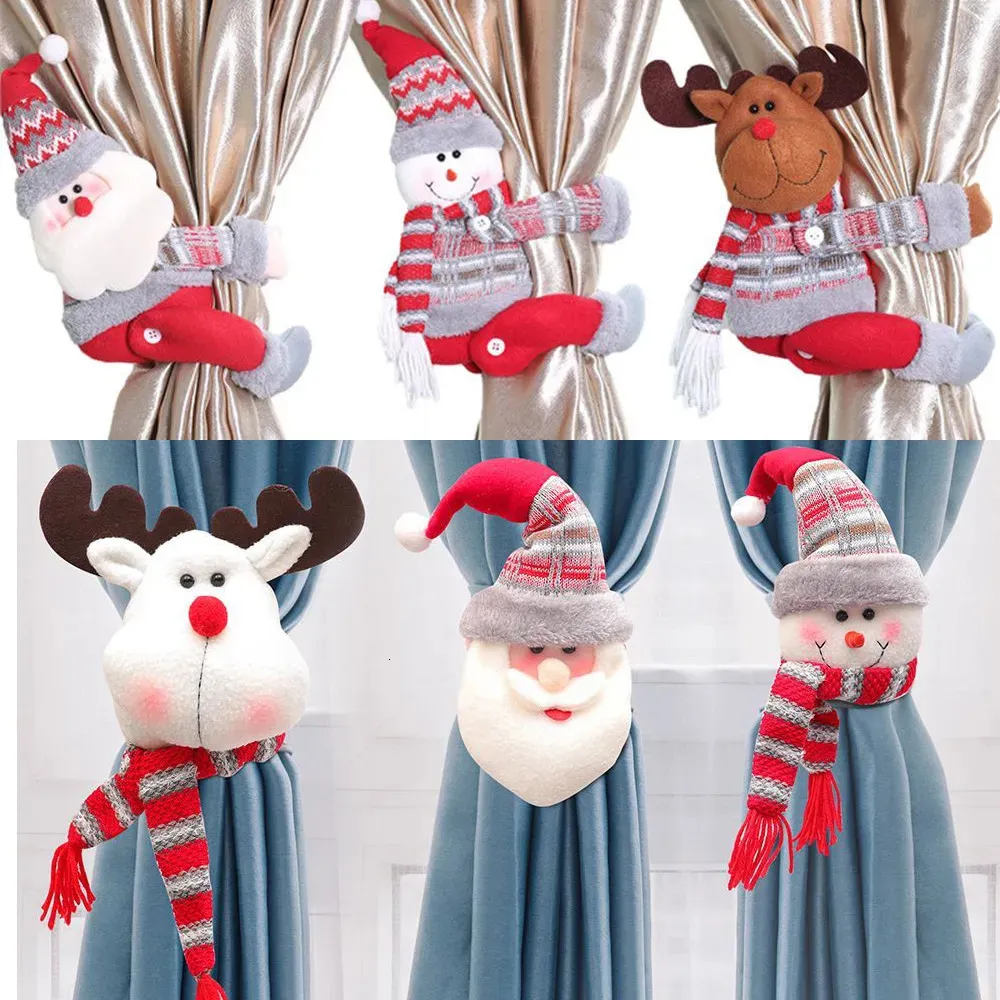 Curtain Poles Buckle Tieback Santa Snowman Tiebacks Hook Fastener Clamp för julprydnader Dekorationer Hemdekor 231019