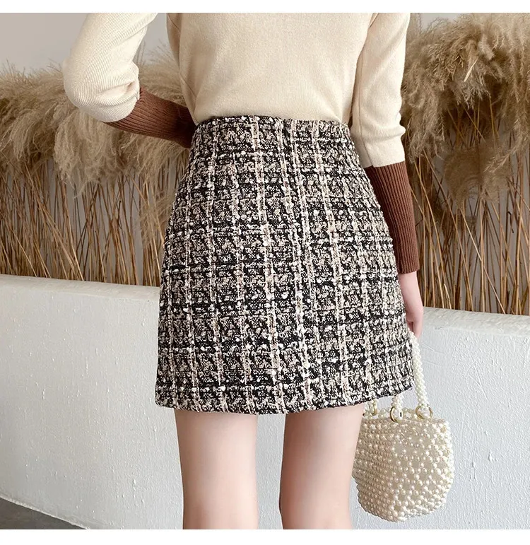 Tweed Skirt Winter Skirts Short Tweed Skirt 2019 Plaid Skirt Women - Main Image