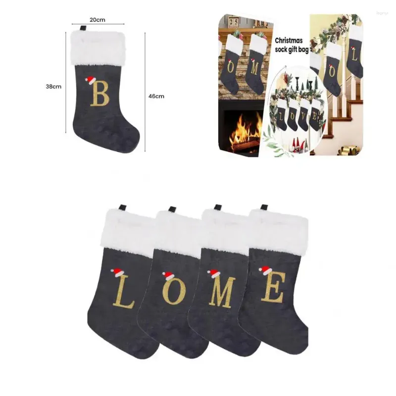 Christmas Decorations Durable Stocking Premium Snowflake Letter Stockings Capacity Festive Home Decoration