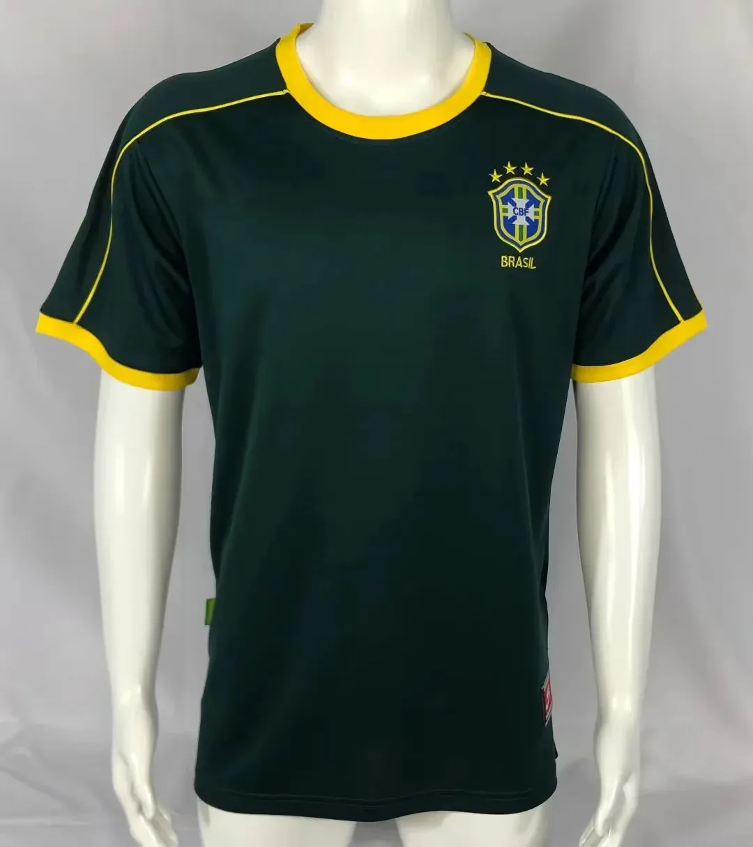Camiseta Brasil de fútbol brasileño retro de Brasil, Amarillo, S
