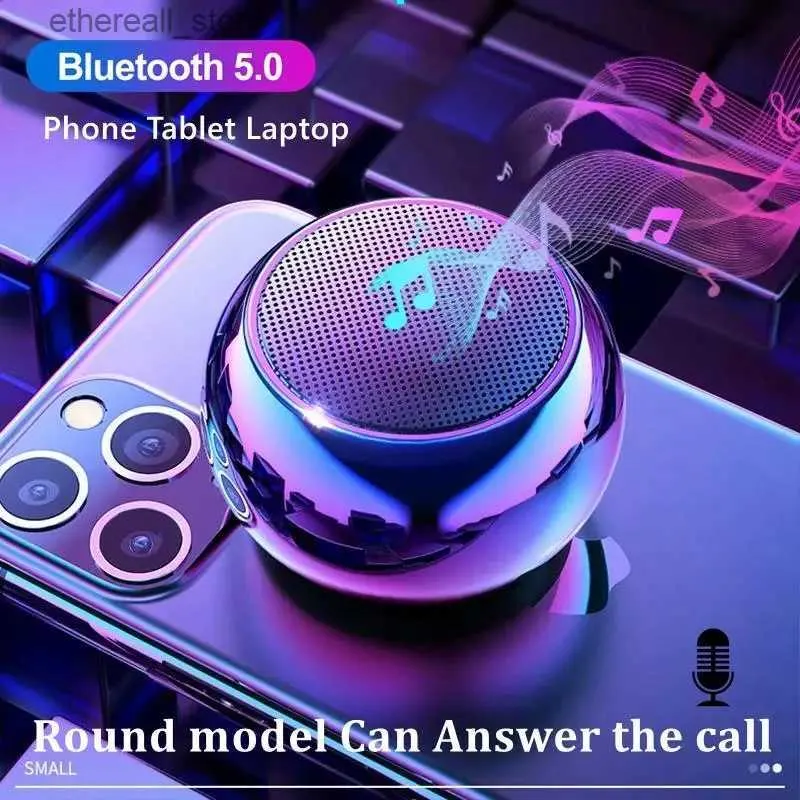 Колонки для сотовых телефонов Мини-динамик Bluetooth с микрофоном TWS Беспроводная звуковая коробка Hi-Fi Музыка Планшет для сотового телефона Металлический громкий динамик Спортивный портативный сабвуфер Q231021