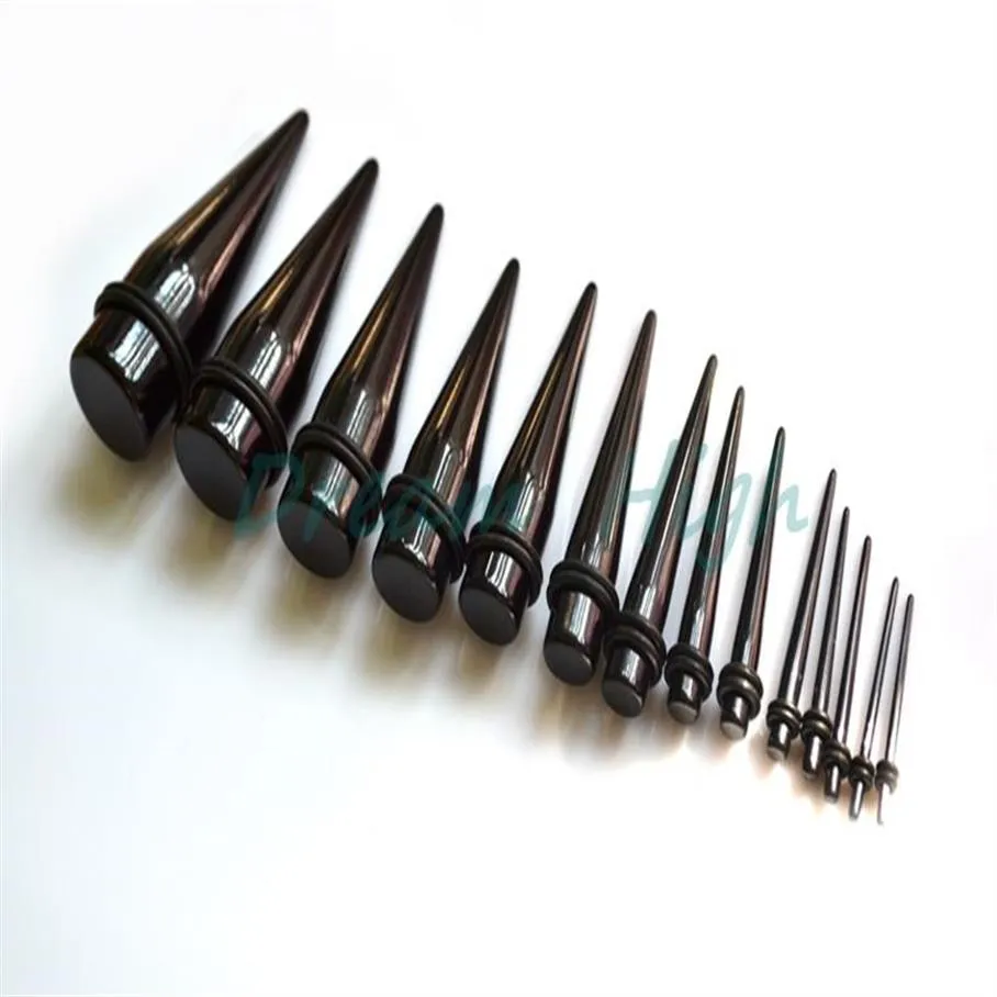 Preto uv acrílico orelha alongamento tapers expansor plugues túnel corpo piercing kit de jóias calibres em massa 1 6-10mm brinco promocional ho278x