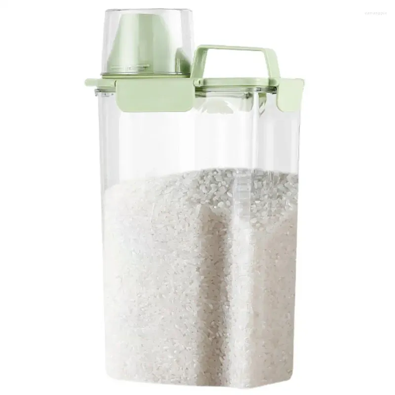 Storage Bottles Bpa-free Rice Container Sturdy Plastic Capacity Airtight With Measuring Cup For Flour