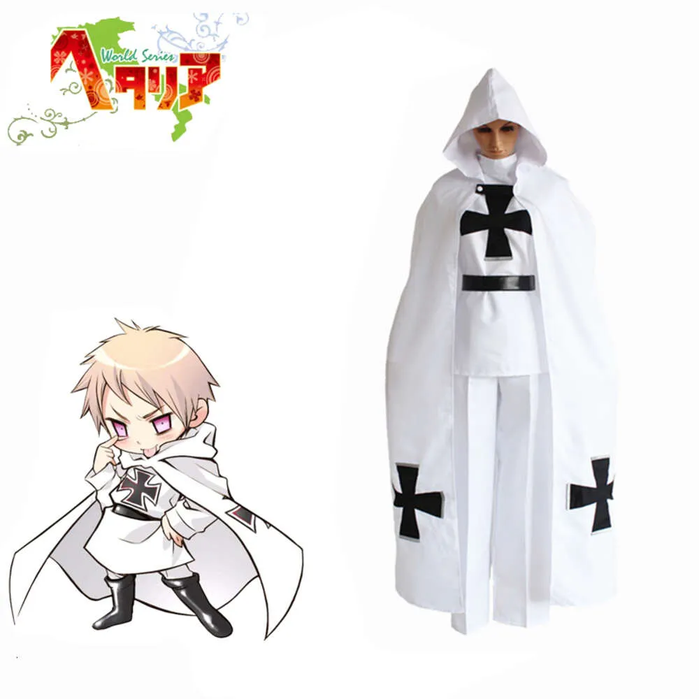 cosplay Axis Powers Hetalia Gilbert Beilschmidt Traje Prússia Teutônico Cosplay Trajes de Anime Japonês Conjunto de Roupa Manto Branco Suitcosplay