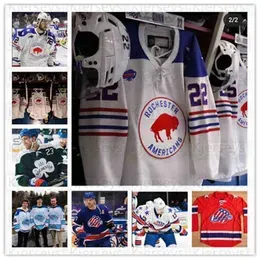 C2604 Thr Custom Men Rochester Americans Jersey 77 peterka 22 quinn 72 Mcinnnis 81 Murray 25 Ruotsalaimen 26 jobst 7 Prow 11 Kevin