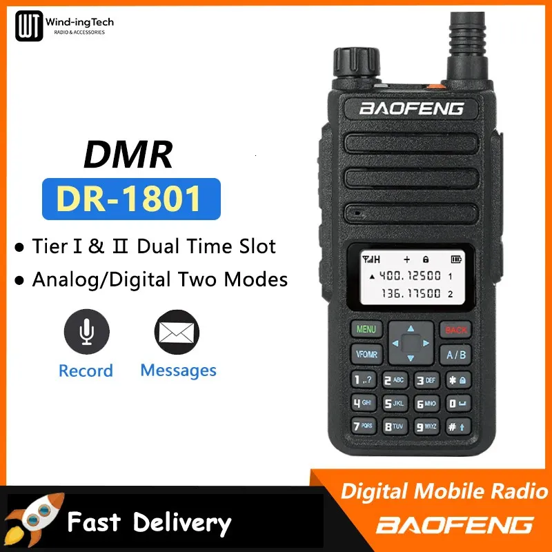 Walkie Talkie Baofeng DR 1801 Long Range Dual Band DMR Digital Analog Tier 1 2 tier II Time Slot Upgrade Of DM 1801 Radio 231019