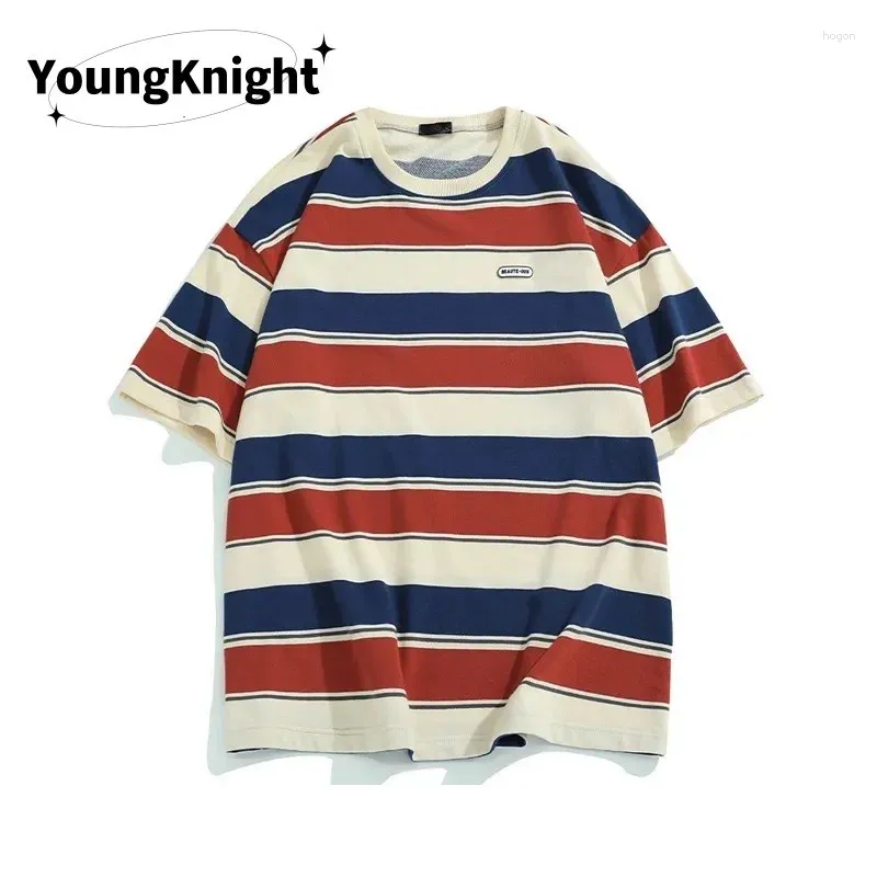 Men's T Shirts Summer Men And Women Cotton Cloth Stripe External Penetration T-shirt Lovers Trend Fashion Leisure Time Sweat Goolness Tops