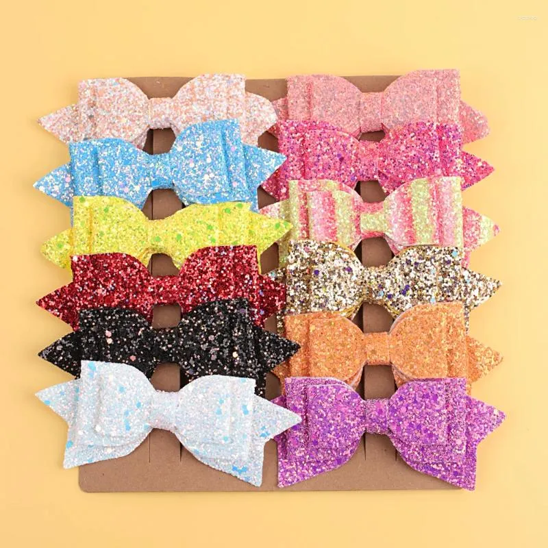 Accessoires pour cheveux CN 12 pièces/ensemble nœuds à paillettes pour filles, Barrettes mignonnes, épingle à cheveux, coiffure quotidienne pour enfants