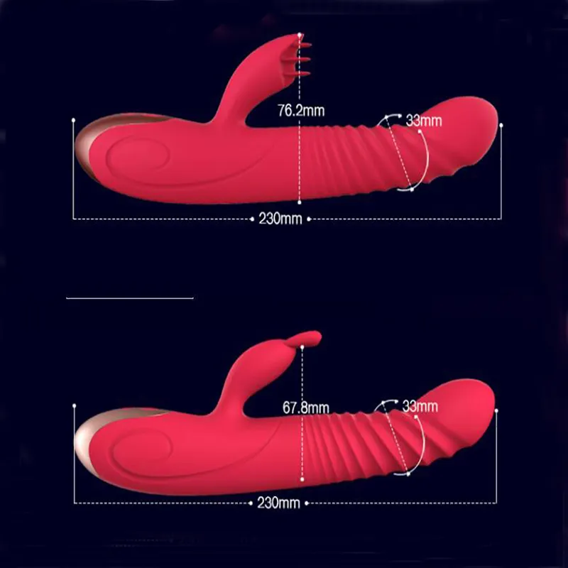 Rabbit Telescopic Vibration Built-in ball Rotation Heating G spot Dildo Vibrator Female Masturbation Sex Toys_voghion.com