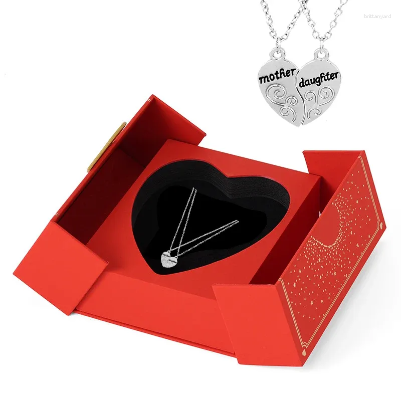 Pendentif Colliers Deux parties Mère Daulghter Collier In Love Rose Box Set Fête des Mères Anniversaire Bijoux Cadeaux pour Femme Femme