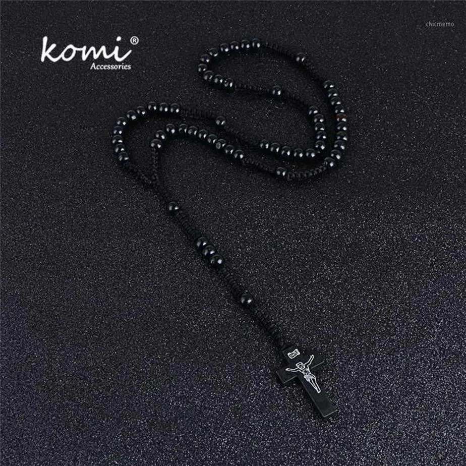 Komi Whole Catholic Orthodox 8mm Wooden Rosary Beads Brand Necklaces Religious Jesus Praying Necklaces Beads Jewelry1283S