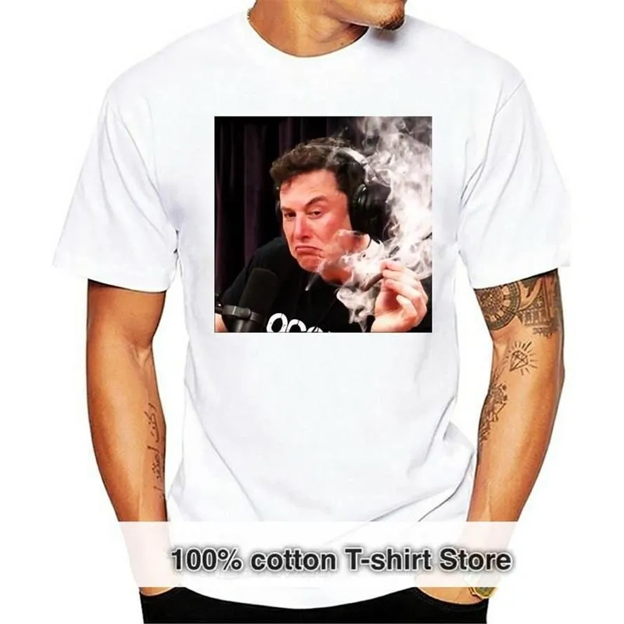 Mäns T-shirts Elon Musk rökning på Joe Rogan Experience-Unisex T-shirt Black T Custom Print Tee Shirt250e