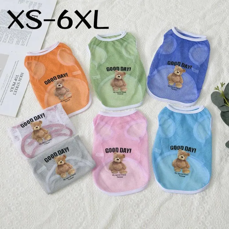 Ubrania dla psów xs-6xl kreskówki kamizelki kamizelki Teddy Chihuahua oddychająca puppy siatka T-shirt na wentylację dla kota letnie ubrania dla zwierząt Yorkshire