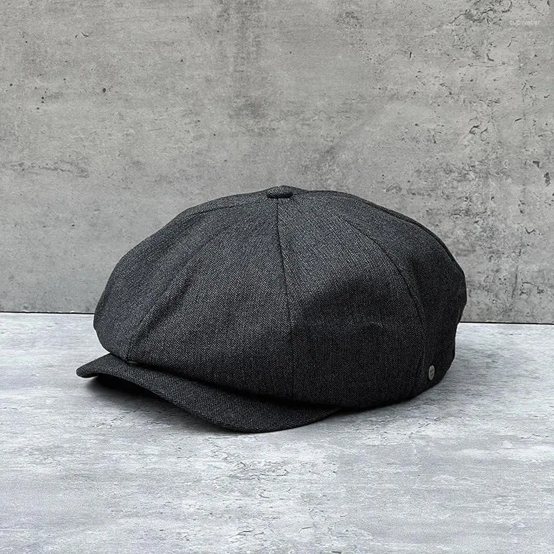 Berets Retro Britischer Stil Sboy Cap Männer Ascot Schwarz Grau Männlich Frühling Sommer Vintage Marke Achteckige Flache