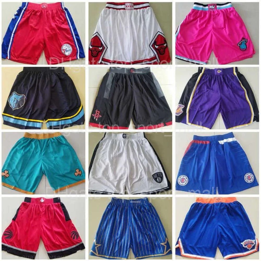 Heren Sport Team Shorts Basketbalkleding zonder zak Atletische korte joggingbroek Broek Borduren Zwart Wit Paars Blauw Maat SML XL XXL