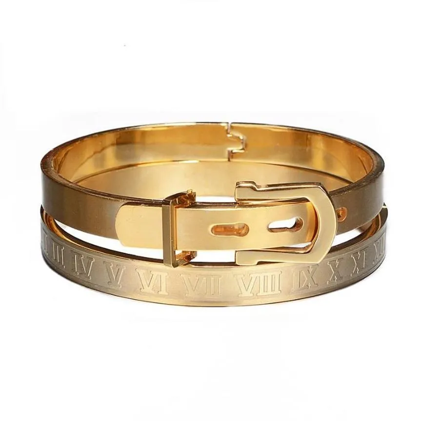 Klassieke Rvs Bangle Luxe Manchet Armbanden Mannen Mode Titanium Staal Type C ed Romeinse Cijfer Bangle Voor Men2780