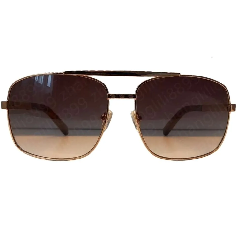 Sonnenbrille, klassisch, modisch, für Herren, Metall, quadratisch, goldfarbener Rahmen, UV400, Herren-Stil, Vintage-Stil, Attitude-Sonnenbrille, Schutz, Designer-Brillen, mit Box, modischer Trend