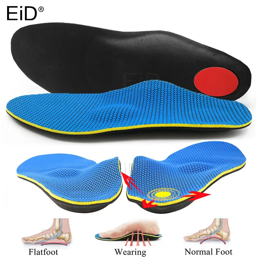 Peças de calçados Acessórios Sapatos ortopédicos Palmilhas de sola para pés planos Suporte de arco Unissex O/X Correção de perna Alívio da dor nos pés EVA Sport Shoe Pad Insert 231019
