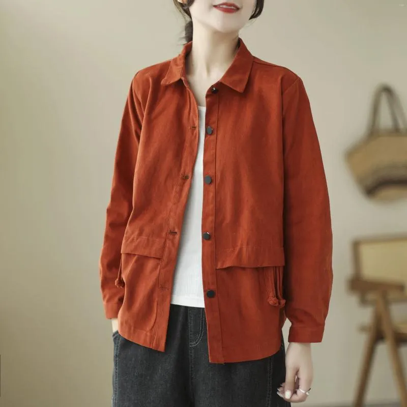 Giacche da donna Coreana giapponese Safari Style Cotone Vintage Sottile Capispalla autunnale Cappotti Moda Donna Primavera Camicetta casual Camicie