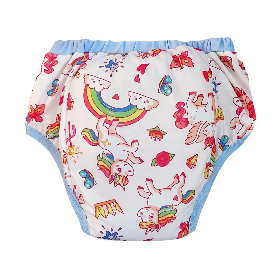 Couches pour adultes Couches Licorne arc-en-ciel bleu imperméable adulte bébé pantalon de formation DDLG couches réutilisables adulte Aloth couche pot sous-vêtements culotte 231020