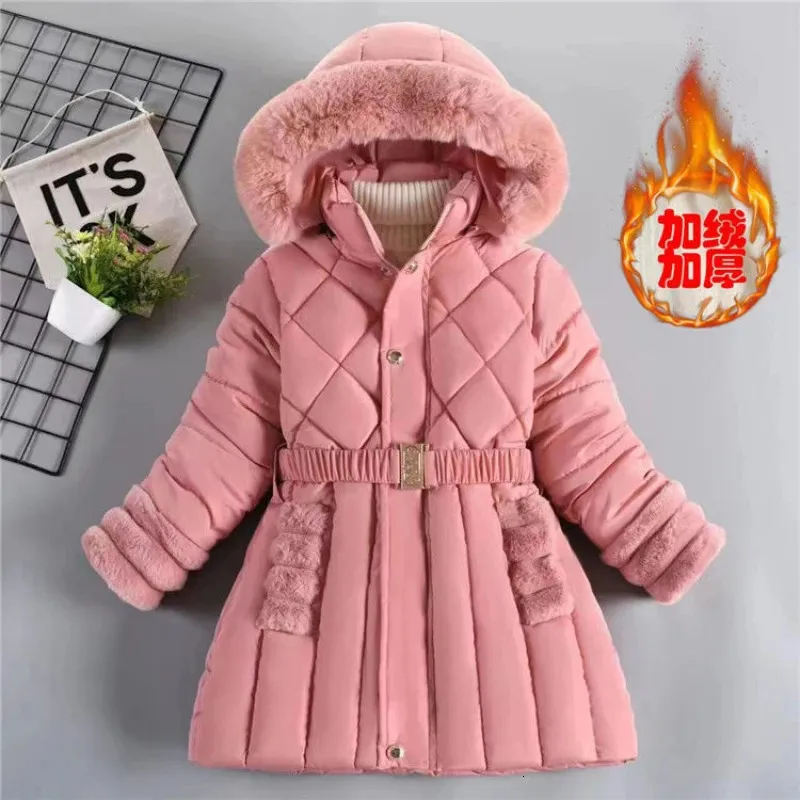 Down Coat 2023 New Winter Girls Jacket Warm Plus Velvet Thickening Coat Baby Hooded Outerwear Birthday Gift 2 To 10 12 Years Kids Clothes 231020