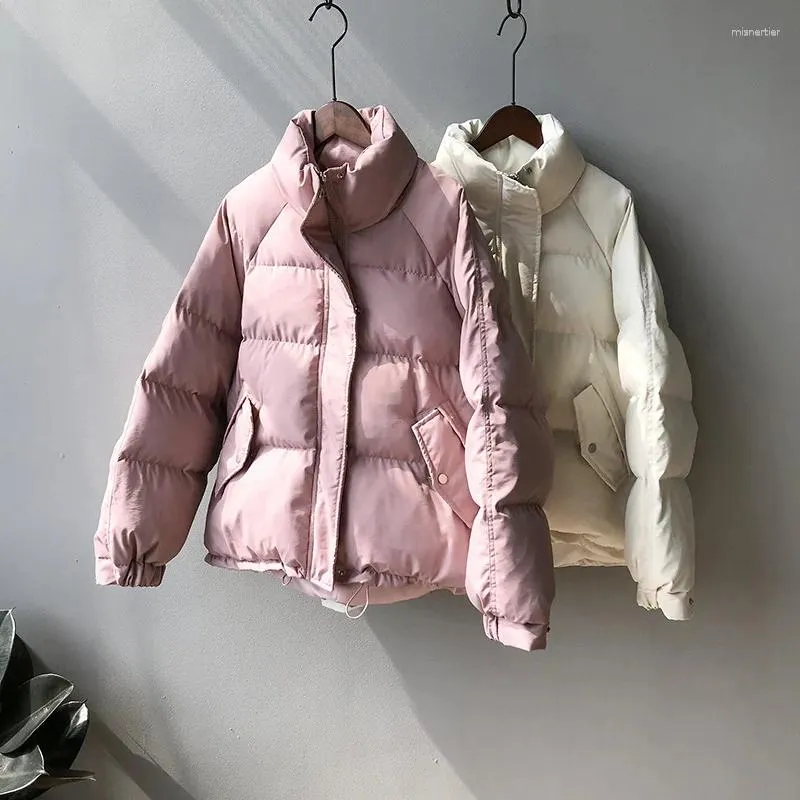 Женские плащи, куртка-пуховик, женское зимнее пальто с хлопковой подкладкой, 2023, корейская мода, свободные теплые розовые парки для девочек с пузырьками