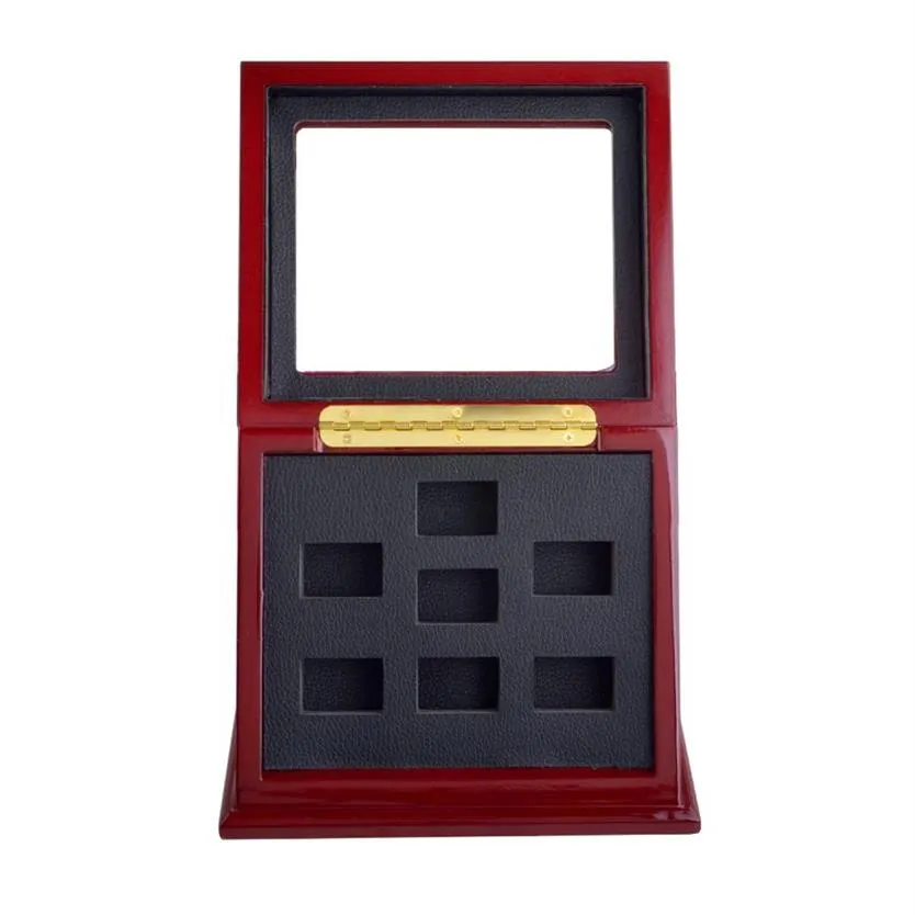 Sportmästerskap Big Heavy Display Wood Display Case Shadow Box utan ringar 2-9 Slots Ringar ingår inte248T