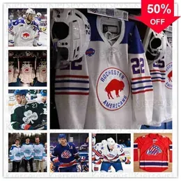 Mag Custom Men Rochester Americans Jersey 77 peterka 22 quinn 72 Mcinnnis 81 Murray 25 Ruotsalaimen 26 jobst 7 Prow 11 Kevin