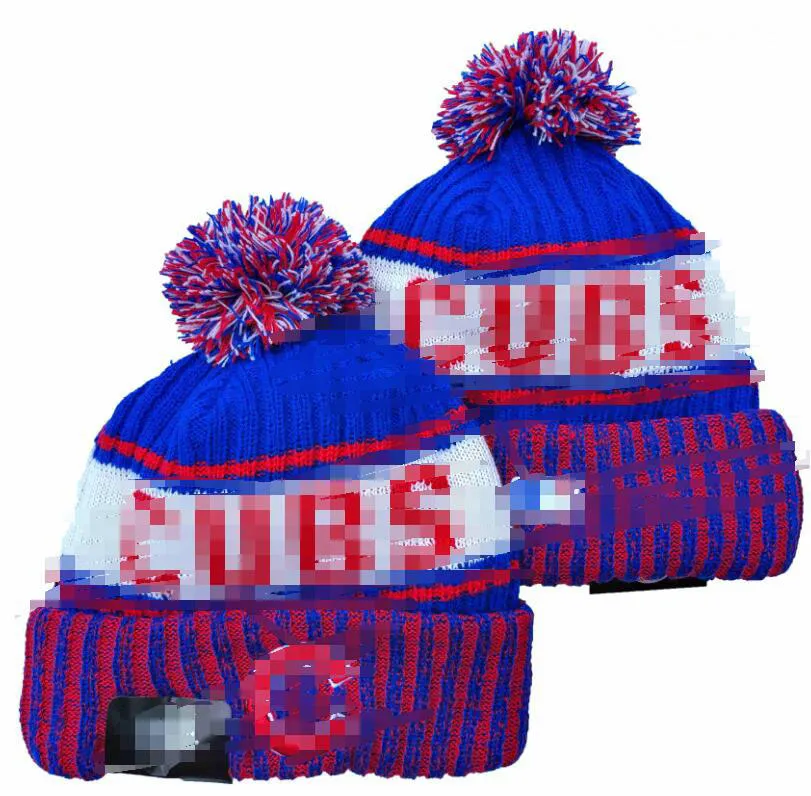 Berretti da uomo Cappelli da baseball CUBS Beanie Tutte le 32 squadre Lavorato a maglia con risvolto Pom Chicago Berretti a righe Sideline Lana calda USA College Sport Cappelli in maglia Berretto per donna A0