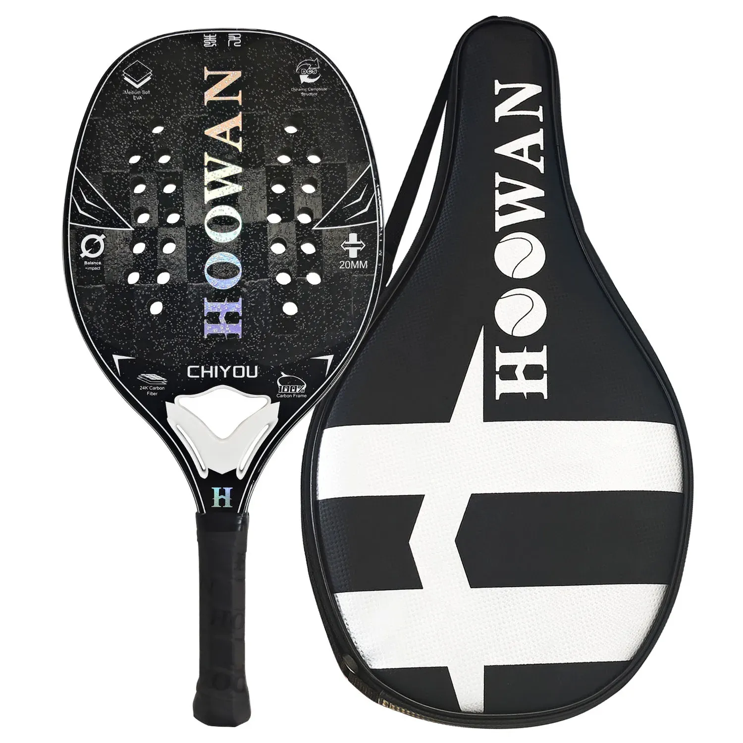 Squash rackets hoowan strand tennis racket kol ram glas fiber ansikte mjuk eva kärngradient färg 24k med väska 231020