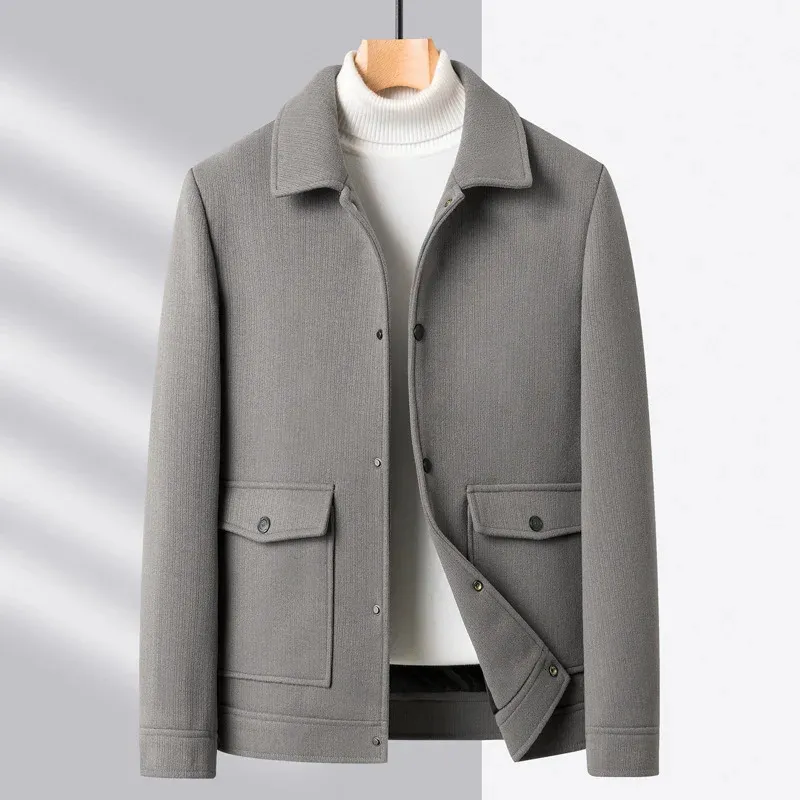 Men's Wool Blends M4XL Mens Woolen Coats Winter Male Jackets Turndown Collar Regular Solid Slim Casual Keep Warm Outerwear Clothes Hw167 231020