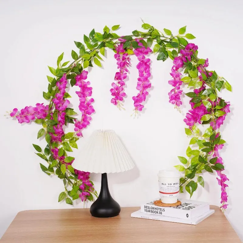 Dekorativa blommor 190 cm Fake Ivy Wisteria Artificial Plant Vine Garland för Arch Baby Shower Floral Decor Room Garden Decorations