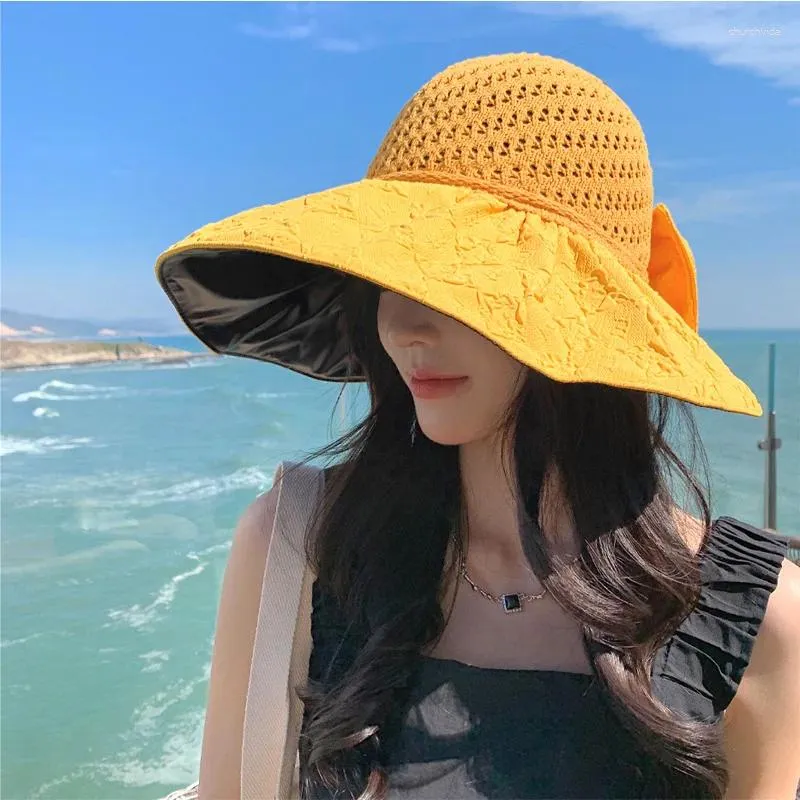 Berets 2023 Korean Hat Female Japanese-Style And Internet-Famous Metal Label Hairpin Sun Protection Visor Outdoor