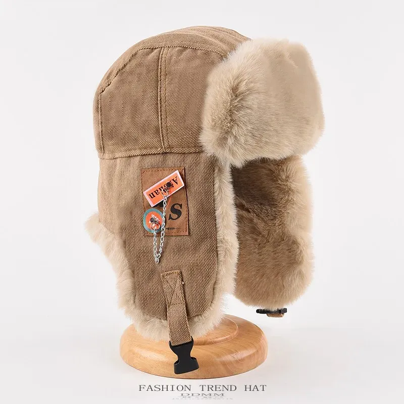 Czapki czapki/czaszki czapki bombowce mężczyźni kobiety grube ciepłe rosyjskie ushanka futra moda męska kobieta zimowa kapelusz czarny szary earflap narciarstwo rosyjska czapka 231020