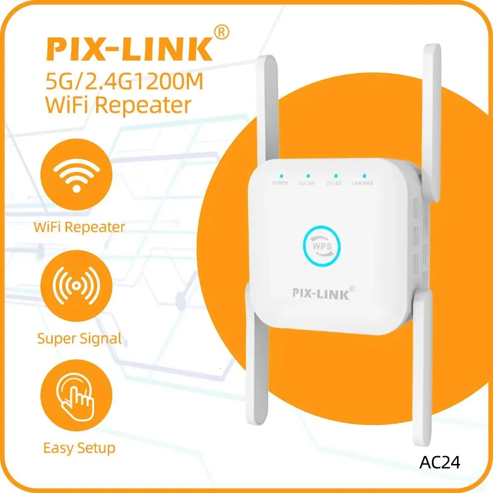 Маршрутизаторы PIX LINK AC24, 1200 Мбит/с, расширитель диапазона Wi-Fi, 2, 4, 5 ГГц, усилитель сигнала, повторитель, площадь до 7500 кв. футов, с точкой доступа для дома 231019