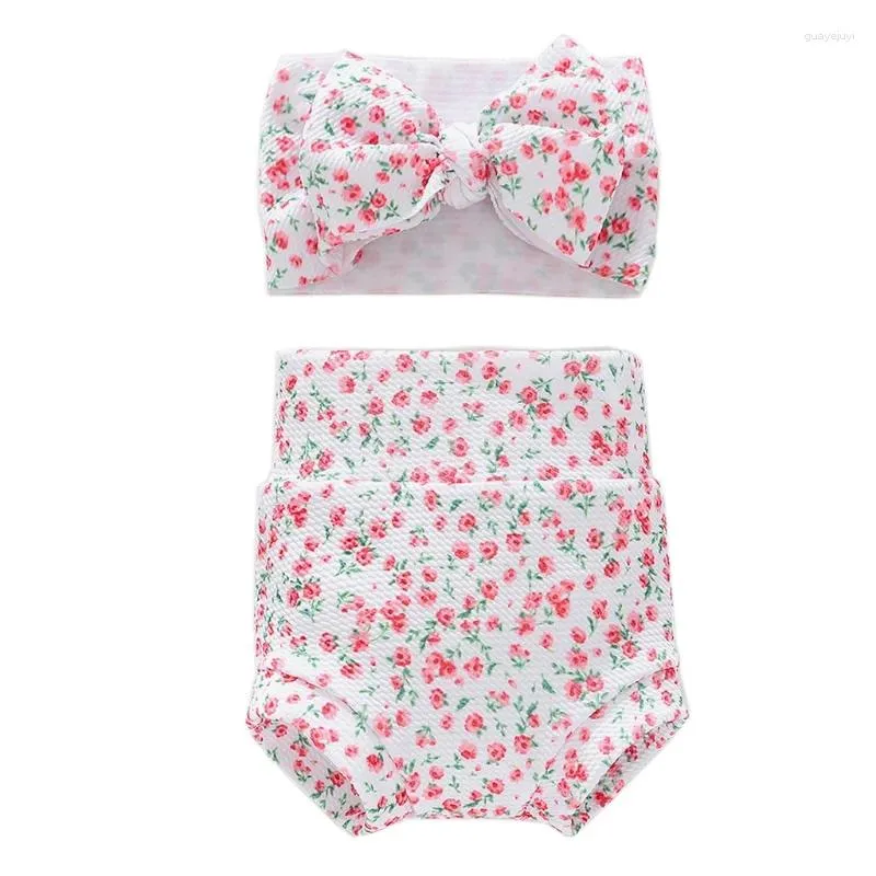 Shorts baby flicka bowknot pannband blommor prickar lösa byxor underkläder pojke blommar droppe