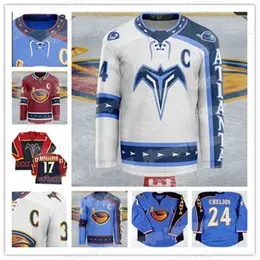 C2604 Custom Vintage 17 Ilya Kovalchuk  Thrashers Hockey Jerseys 15 Dany Heatley 39 Tobias Enstrom 16 Marian Hossa Ice Jersey Size S-XXXL