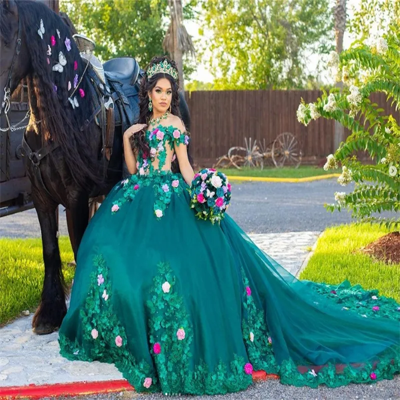 Emerald Green Quinceanera Dress: Floral Sweet 16 Gown, Mexican Charro Style Vestido XV, Elegant Design - Buy Now! from Dhgate Quinceanera Dresses - price 232.89 Emerald Green Quinceanera Dress: Floral Sweet 16 Gown, Mexican Charro Style Vestido XV, Elegant Design - Buy Now! from Dhgate Quinceanera Dresses - price 232.89