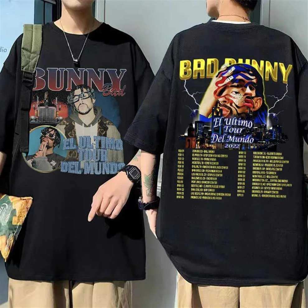 Men's T-Shirts Bad Bunny El Ultimo Tour Del Mundo 2022 Tshirt Short Sleeve Mens Oversized Loose Tops Men Women Cotton Tshirts221W