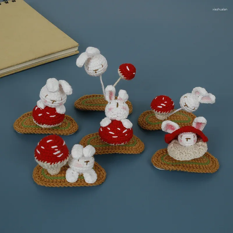 Hårtillbehör Cartoon Cute Mushroom 3D Card Weaving Girl Handmased Woolen Sticked Headwear Färdig