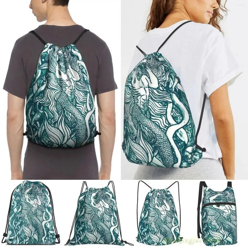 Sacos de compras The Merman Homens Propósito Cordão Mochila Mulheres Mochilas de Viagem Ao Ar Livre Ginásio Treinamento Natação Fitness Bag