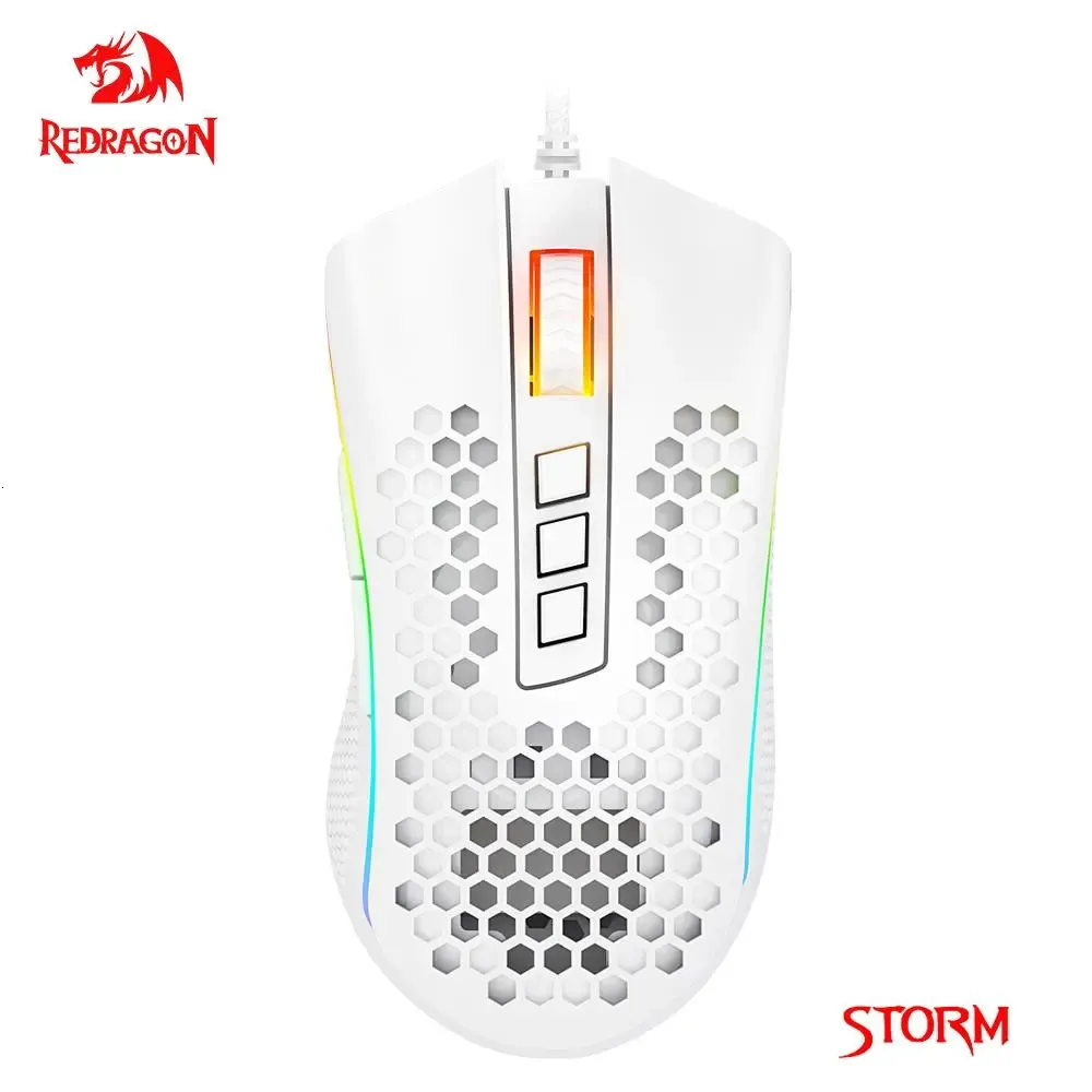 Muizen REDRAGON Storm M808 USB bekabelde RGB Gaming Ultralight Honingraatmuis 12400 DPI programmeerbare gamemuizen voor Computer PC Laptop 231020