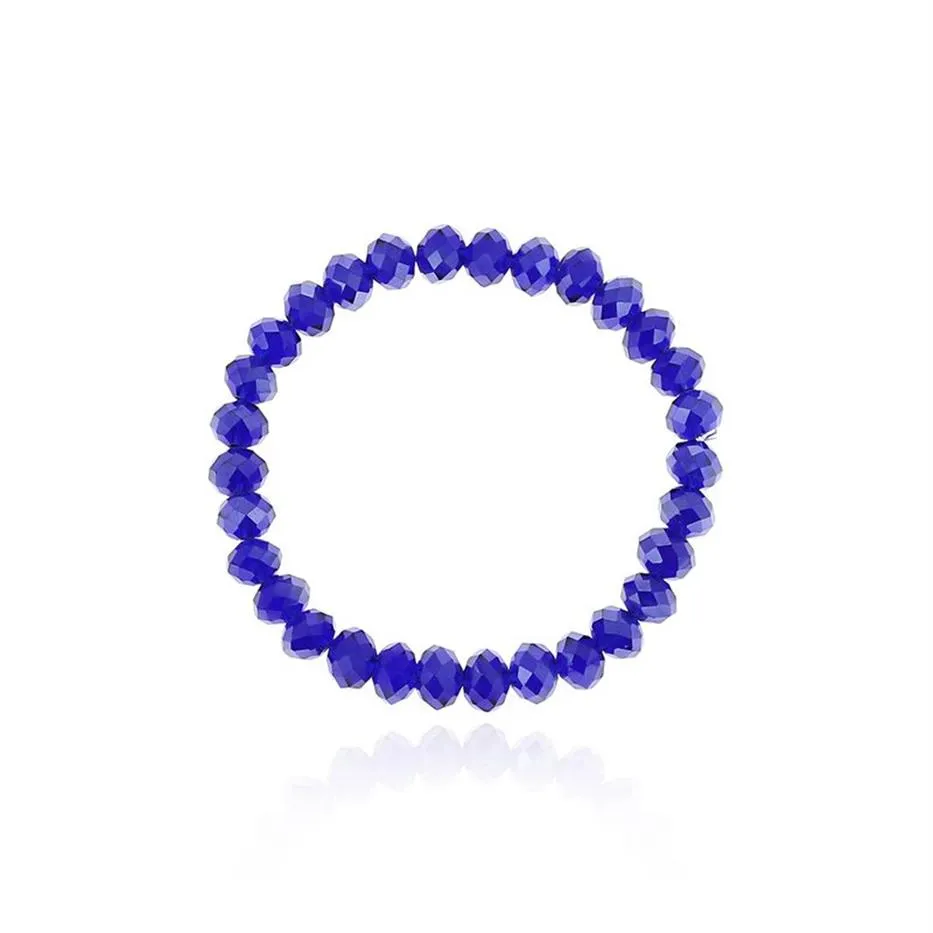 Bracelet de perles de verre cristal Briolette de 6mm, à facettes, en forme de Rondelle, extensible, couleurs assorties, 2880