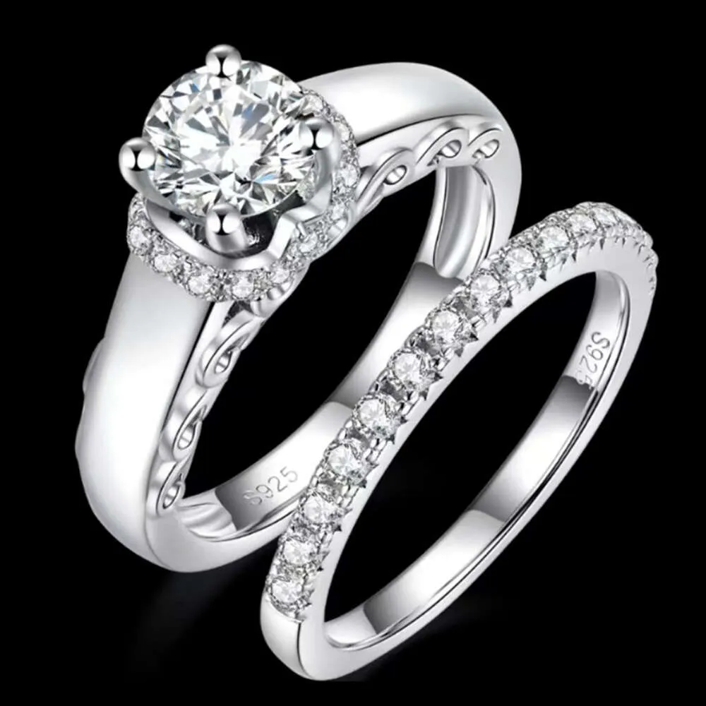 Elegancka niestandardowa biżuteria srebrna moissanite diamentowy pierścień