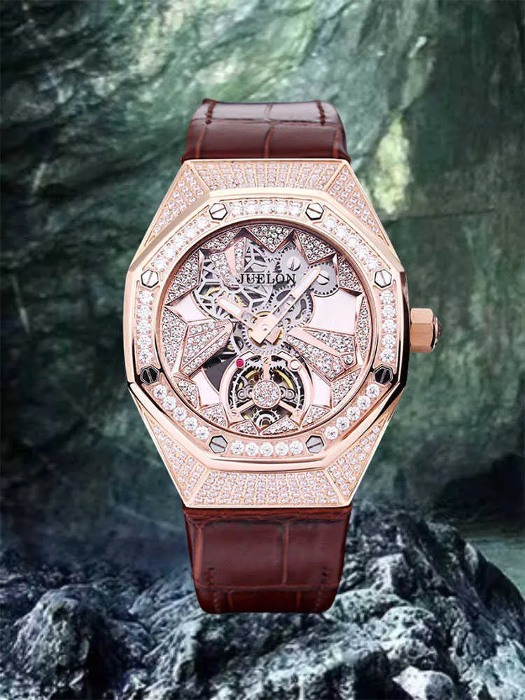 Механические мужские часы aps Man Tian Xing Мужские персонализированные роскошные роскошные бриллиантовые инкрустированные большой циферблат Модный тренд Полностью автоматический маховик Tuo Механический XB