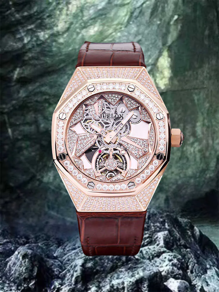 Mécanique Hommes Aps Montres Homme Tian Xing Hommes De Luxe Personnalisé Diamant Incrusté Grand Cadran Tendance De La Mode Entièrement Automatique Tuo Volant Mécanique XB