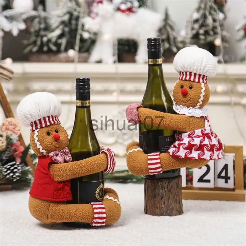 Christmas Decorations Decorative decorations for grape wine bottles cotton gingerbread people soft comfortable and cute design skin friendly wine rack x1020