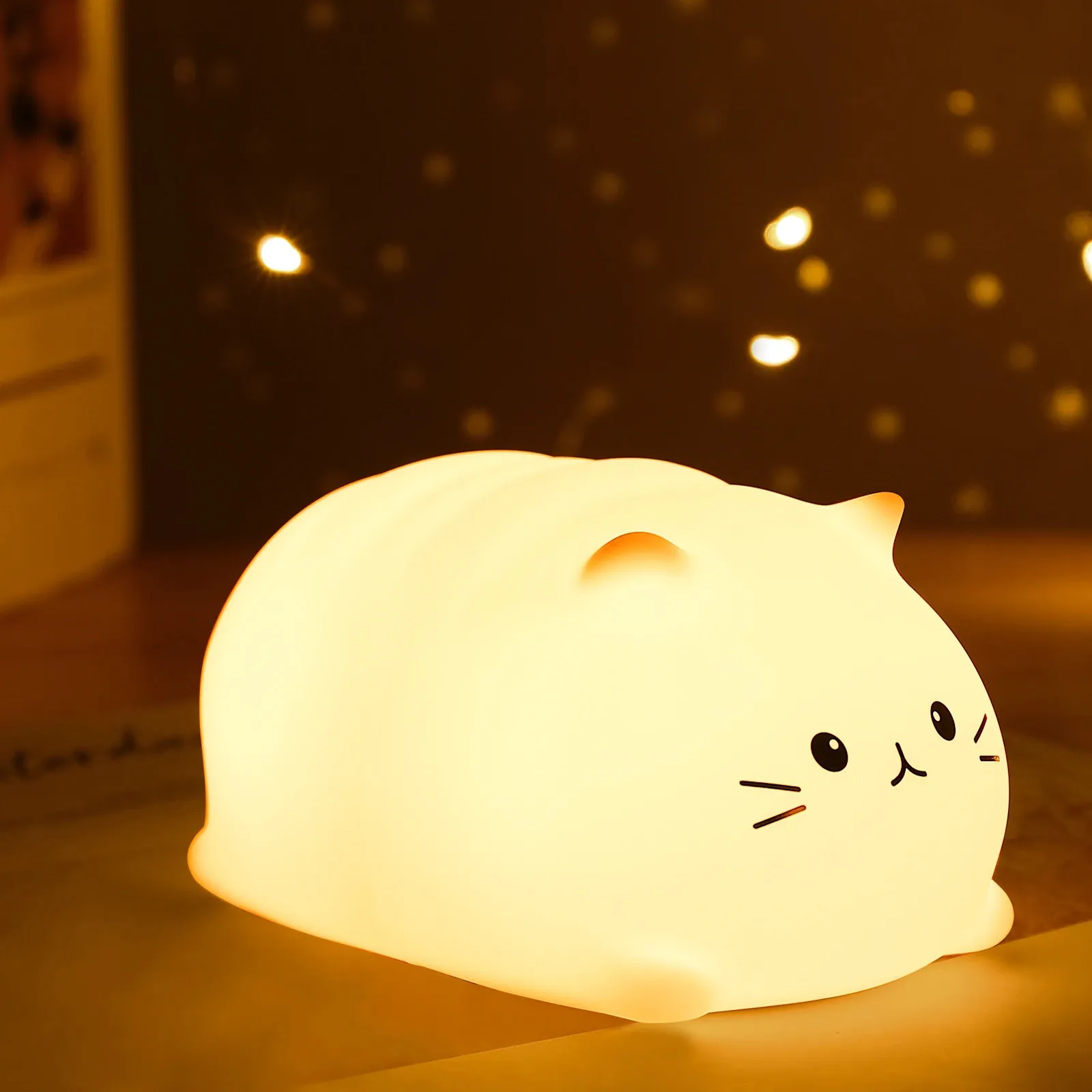 Lampes abat-jour doux chat Led veilleuse Rechargeable Protection des yeux chambre chevet lampe en Silicone pour enfants enfants chaton bébé cadeau 231019